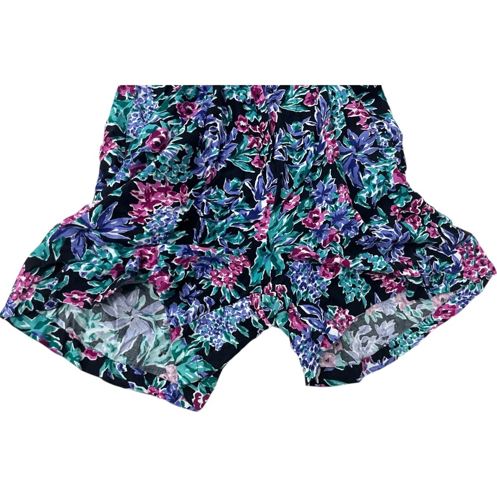 Crazy 4 U Womens Romper L Vintage Floral Short‎ Sleeve Tropical Summer Hippie - Picture 7 of 14